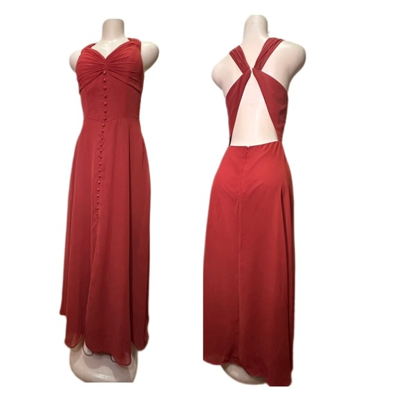 AW David Bridal AW Elegant Red Evening Dress - Picture 1 of 13